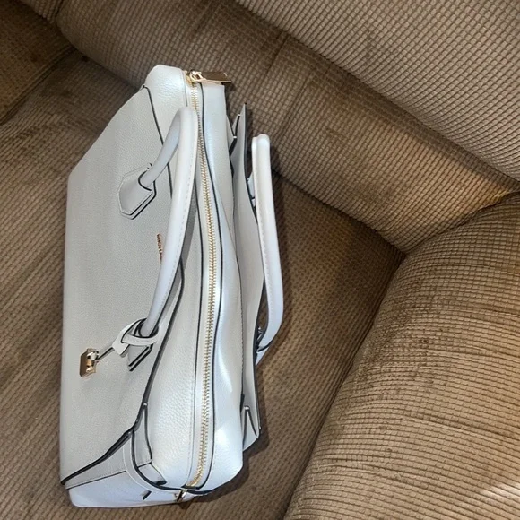 Michael Kors Cream Mercer Belted Medium Top Zip Satchel - Picture 8 of 8